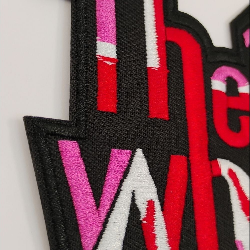 The Who Iron On Embroidered Patch Pink and White on Black background - Picture 2 of 10